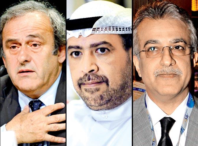 Michel Platini, Sheikh Al-Sabah and Sheikh Al Khalifa