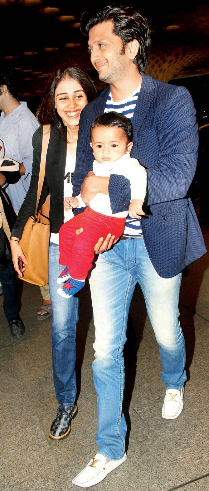 Riteish Deshmukh and Genelia D’Souza were all smiles with their adorable bundle of joy, son Riaan