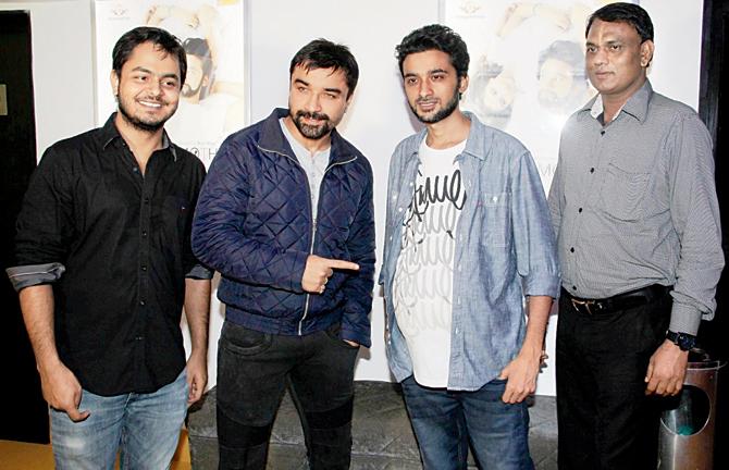 Actor Ajaz Khan (seen from left) launched the trailer of I A Siddique’s emotional drama ‘I Am Mr. Mother’ produced by Raju K. Santokke on Friday. 