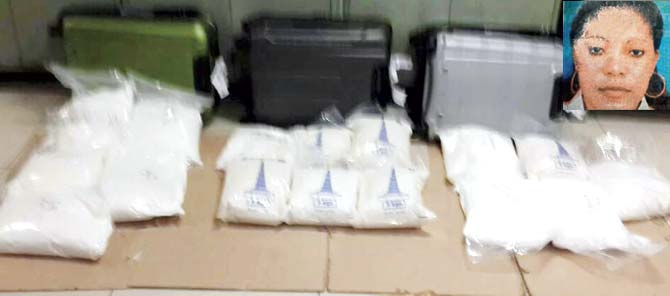Chambo Fatma Basil was apprehended after her abnormally heavy bags made Customs officials suspicious. The bags were revealed to contain 74 kg of a white crystalline powder, allegedly methaqualone, which is banned under the NDPS Act
