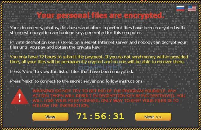 A screen grab of the CTB-locker, the latest ransomware that is affecting users in Mumbai