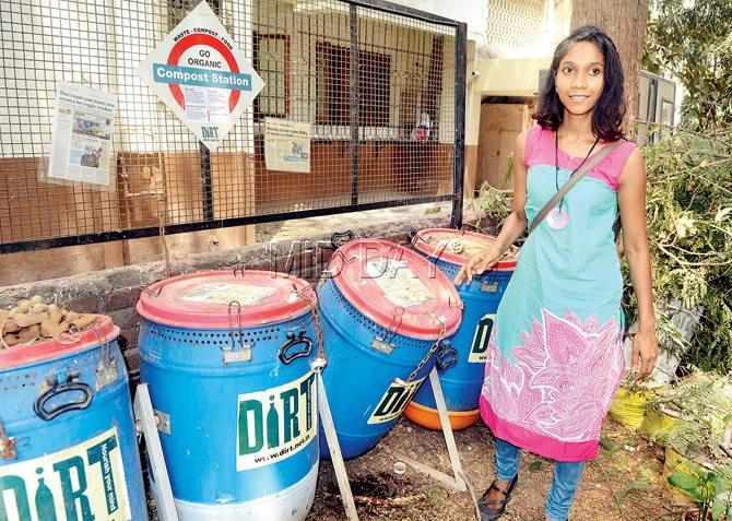 Composting drums at the Dirt Store in Bandra