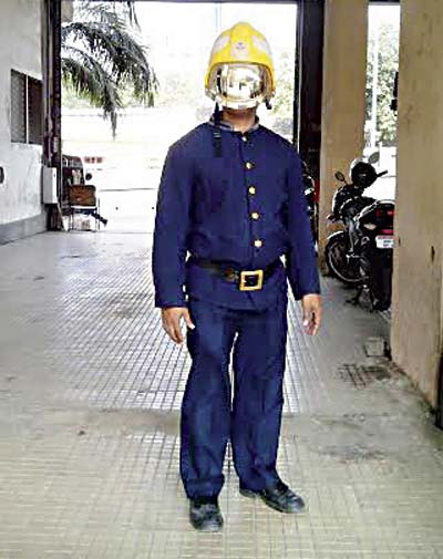 The errant firemen threw on an ordinary coat and a helmet over their normal uniforms