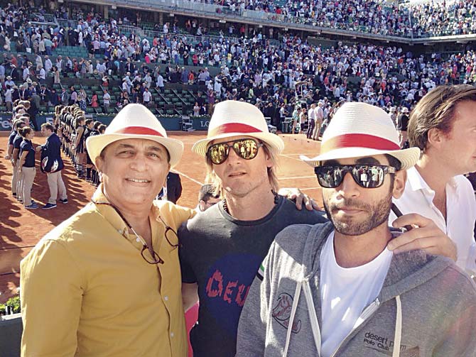 Sunny and friends Gavaskar with former Argentine polo star Martin Valent and UAE polo star Rashid al-Bwardy in Paris