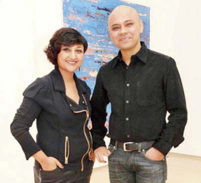 Artist Sharmistha Ray with art critic Girish Shahane