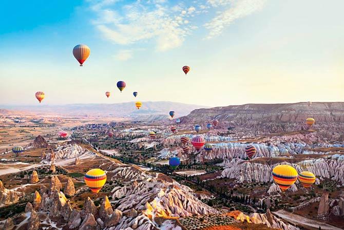 Hot air ballooning in Cappadocia, Turkey. You can spot a Mumbaikar somewhere in one of those balloons
