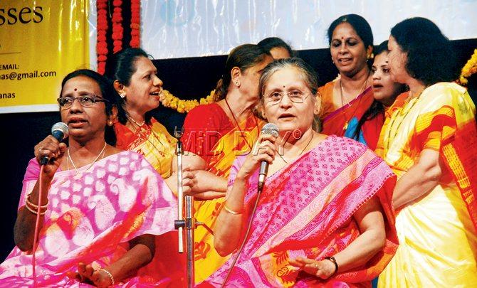 JOY OF SINGING: The senior citizens group performs at the Dadar-Matunga Cultural Centre 