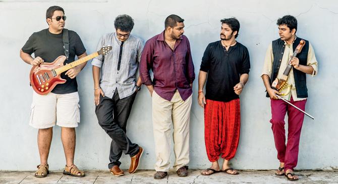 (Left-right) Vikram Vivekanand, Ramkumar, Naveen Napier, Sumesh Narayanan and Karthick Iyer of Karthick Iyer Live  