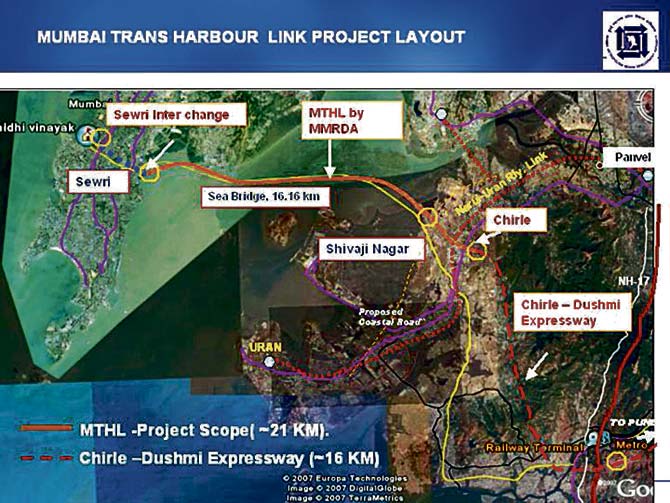 The proposed project layout of the Mumbai Trans Harbour Link