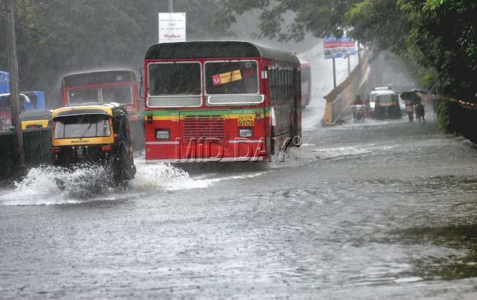 The flooded streets in the city are a nightmare for many commuters. Pic/Sameer Markande