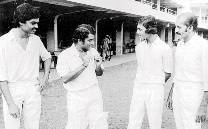 SUNNY SKIES: Sunil Gavaskar with Dilip Vengsarkar (left) and Dadar Union SC teammates, the late Ghulam Shaikh & Vithal Patil in the 1970s