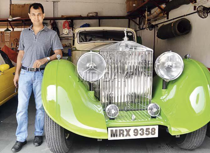 Amir Jetha with his 1935 Rolls Royce. Pics/Datta Kumbhar