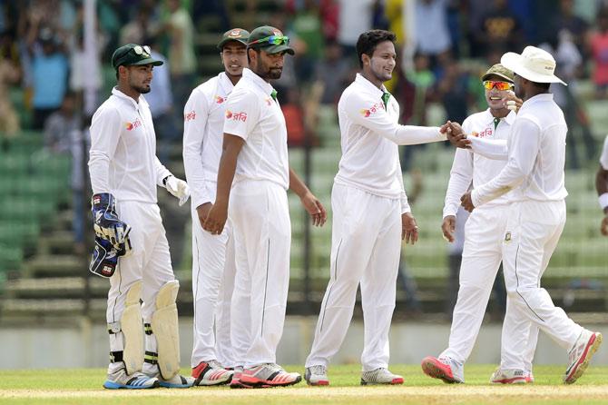 Shakib Al Hasan celebrates a wicket