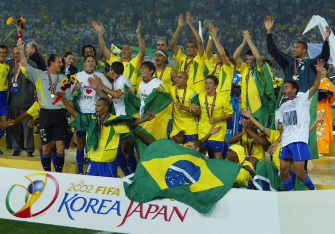 Brazil after lifting the World Cup in 2002