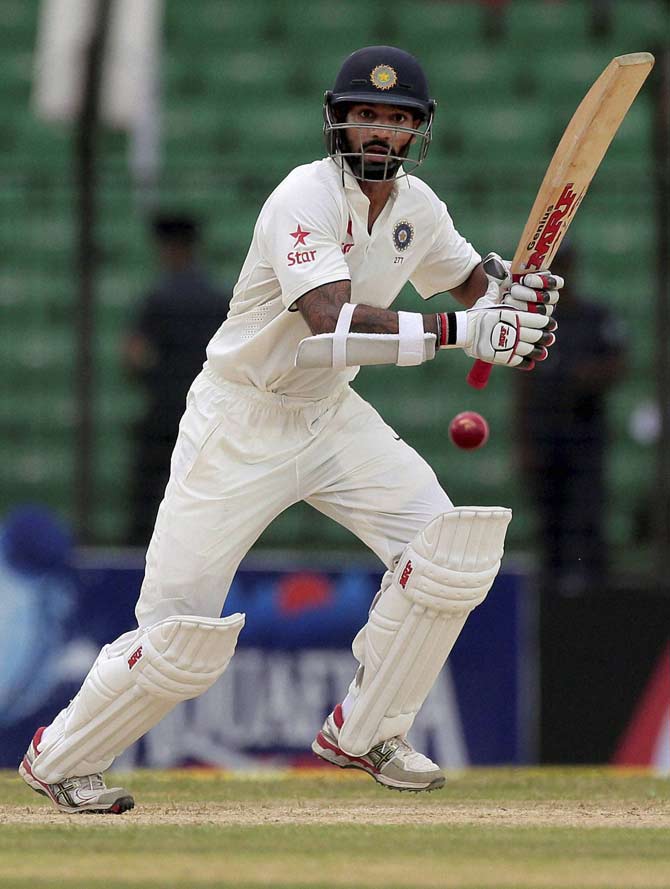 India vs Bangladesh Test Day 4, Shikhar Dhawan. Pic/ AFP