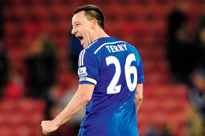 Chelsea defender John Terry celebrates after a win against Stoke in the EPL at Britannia Stadium on December 22 last year. Pic/Getty Images