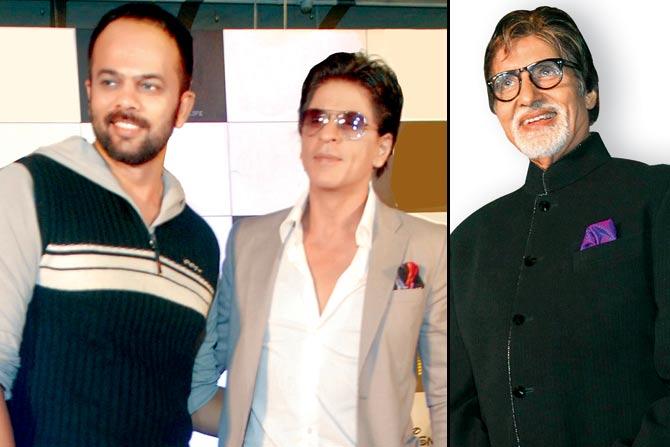 Rohit Shetty with Shah Rukh Khan, and Amitabh Bachchan (right) 