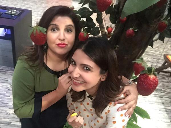 Farah Khan and Anushka Sharma on sets of 