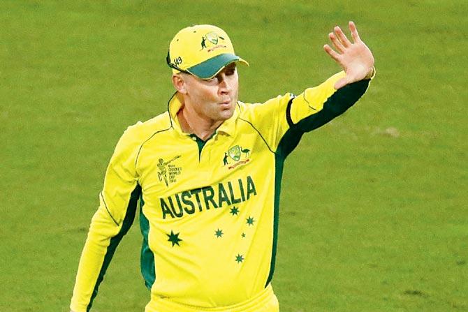 G’bye ODIs: Skipper Michael Clarke acknowledges the crowd after Australia’s semi-final win over India in Sydney on Thursday. Pic/Getty Images