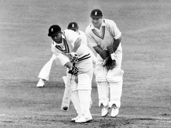 Vijay Hazare batting against England in the Manchester Test of 1952. PIC/GETTY IMAGES 
