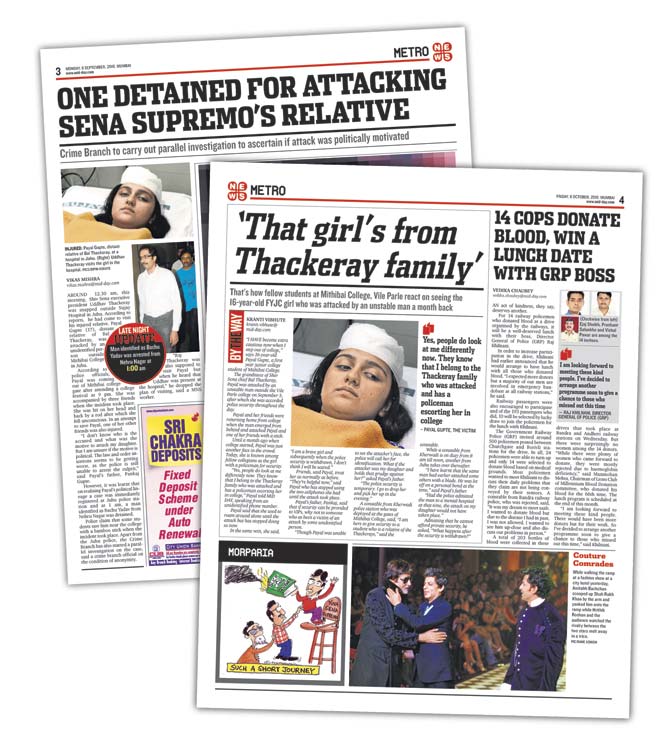 In September 2010, mid-day had reported on the attack on Bal Thackeray’s great-niece Payal Gupte by the same attacker