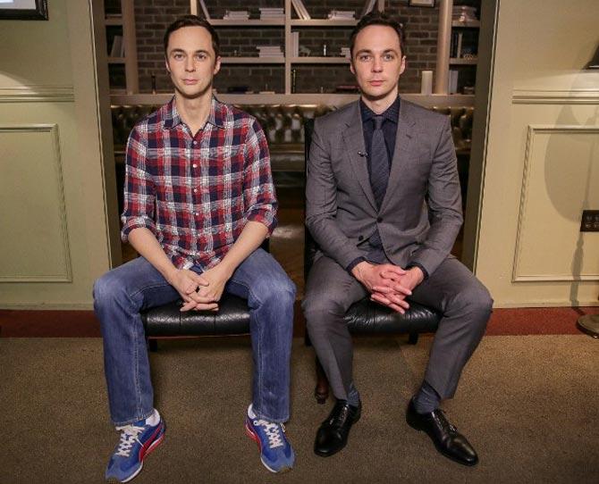 Jim Parsons meets his new figure for Madame Tussauds Orlando in Los Angeles, California