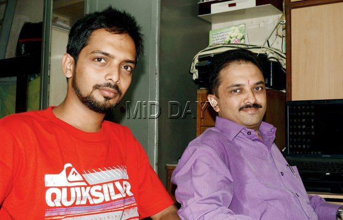 Jignesh Sanghrajka (left) with his elder brother Mehul at thier residence in Princess Street. pic/atul kamble