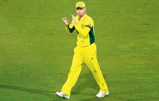 Australia skipper Michael Clarke during the World Cup semi-final against India on Thursday. Pic/Getty Images