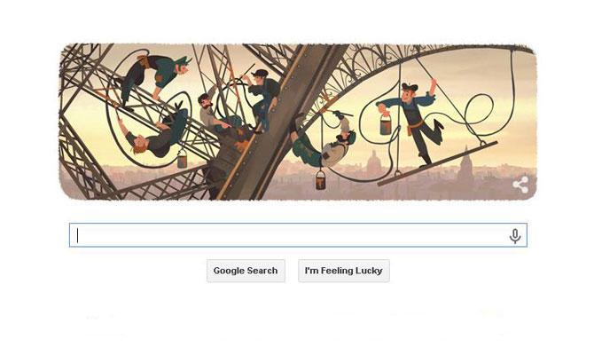 Google doodle honours the opening of Eiffel Tower