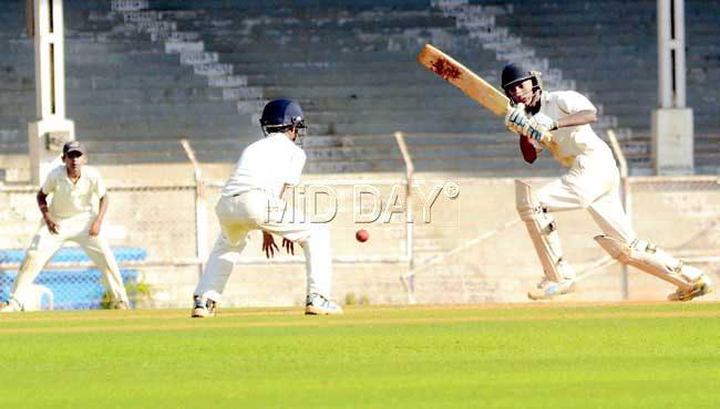 An Al-Barkaat batsman during the Giles Shield final against Rizvi Springfield at CCI yesterday. Pic/Sayyed Sameer Abedi