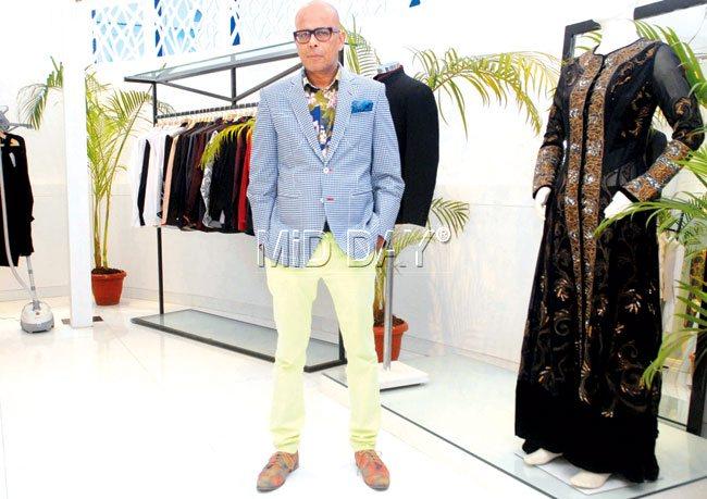 Designer Narendra Kumar at his newly-launched store in Khar. Pics/Shadab khan