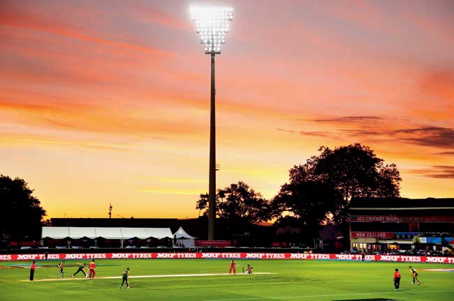 The South Africa vs  Zimbabwe World Cup game in progress at Seddon Park, Hamilton on February 15. Pic/Getty Images