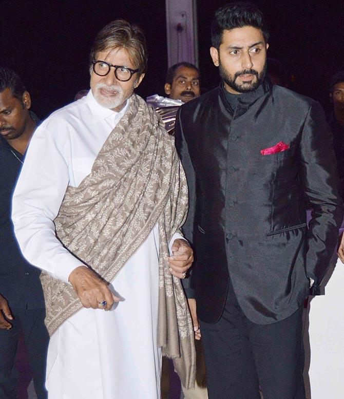 Amitabh Bachchan with son Abhishek at Tulsi Kumar