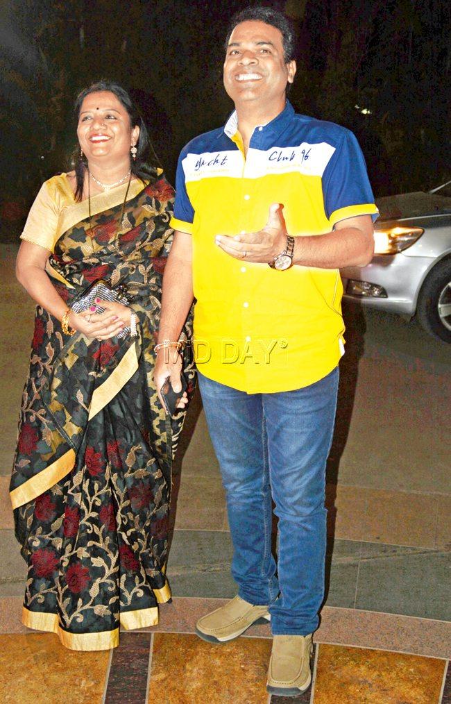 Bharat Jadhav with his wife, Sarita