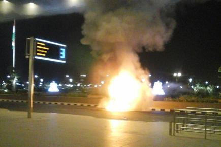 Van catches fire at Mumbai airport's T2