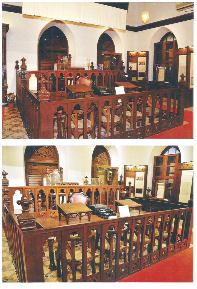 A replica of a courtroom from the early 1900s