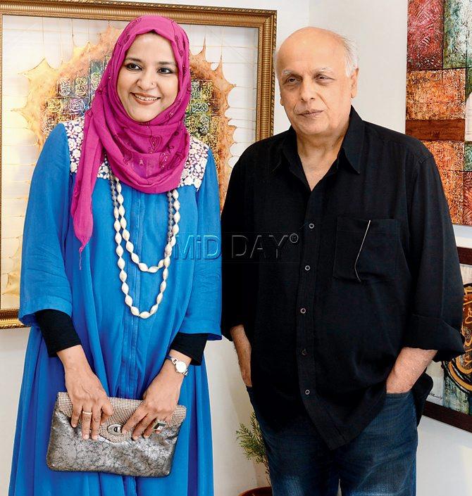 Mahesh Bhatt with Arabic calligraphy artist Savla Rasool