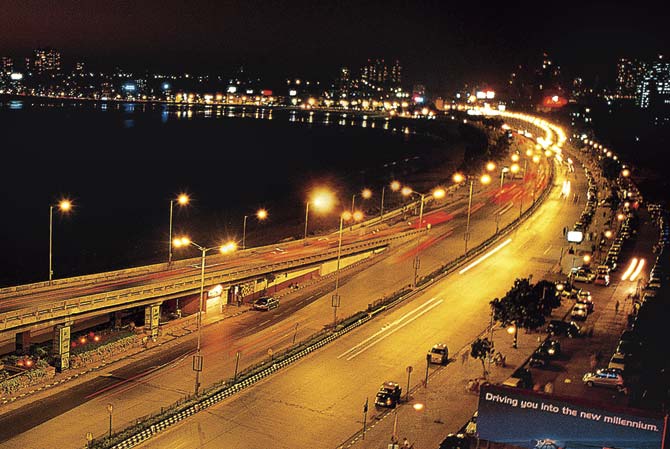 Marine Drive, before the sodium vapour lights were replaced with white LED lights. File pic
