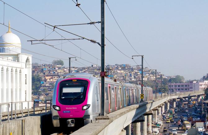 Mumbai Metro traverses a variety of landscapes: dense slums, posh commercial structures, serene religious edifices…