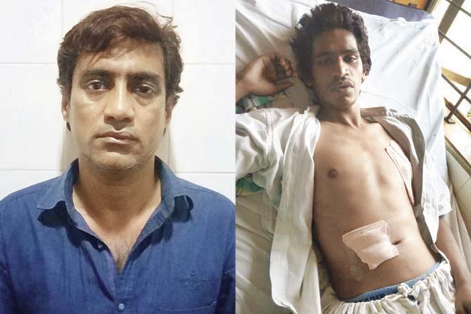 Rakesh Balotiya at Shatabdi hospital. He was trying to recover a phone that Sayeed Rajbijli (left) had snatched from a 21-yr-old woman