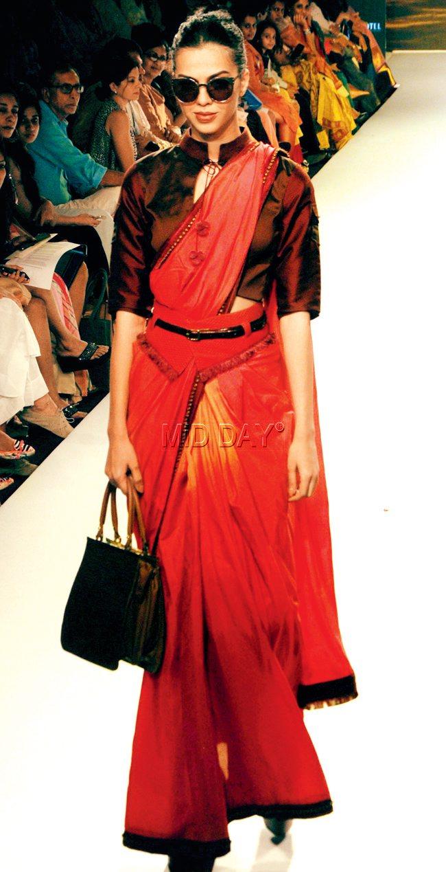 Shruti Sancheti’s belted saris added a touch of edginess