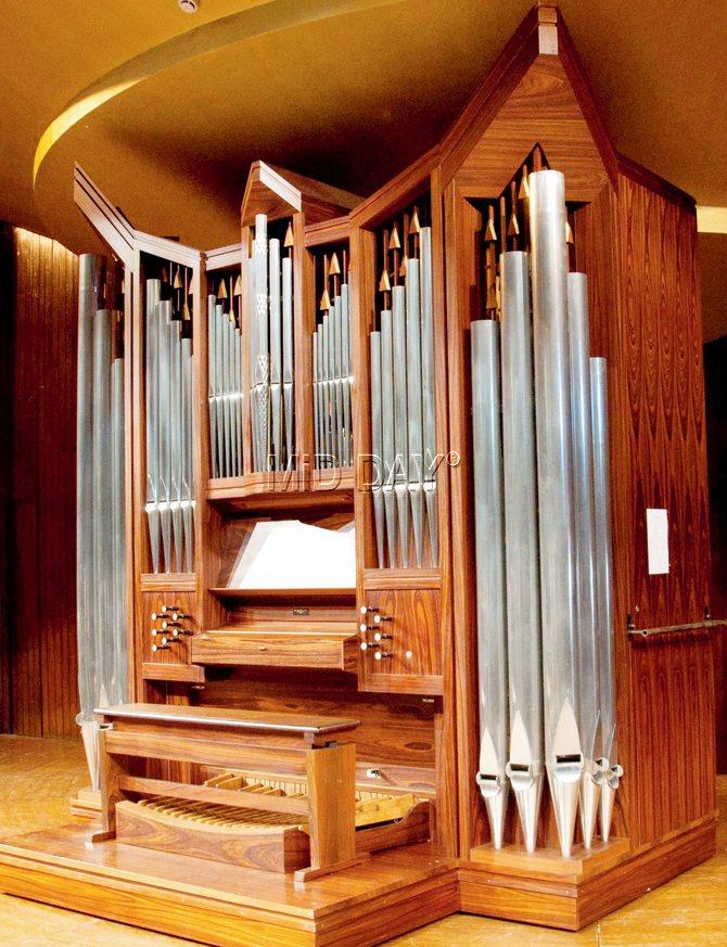 The restored pipe organ at NCPA comprises 708 conical and cylindrical pipes. 
