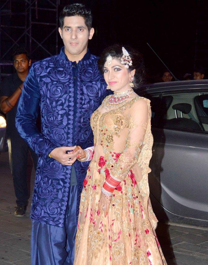 Tulsi Kumar and Hitesh Rahlan at their wedding reception in Mumbai