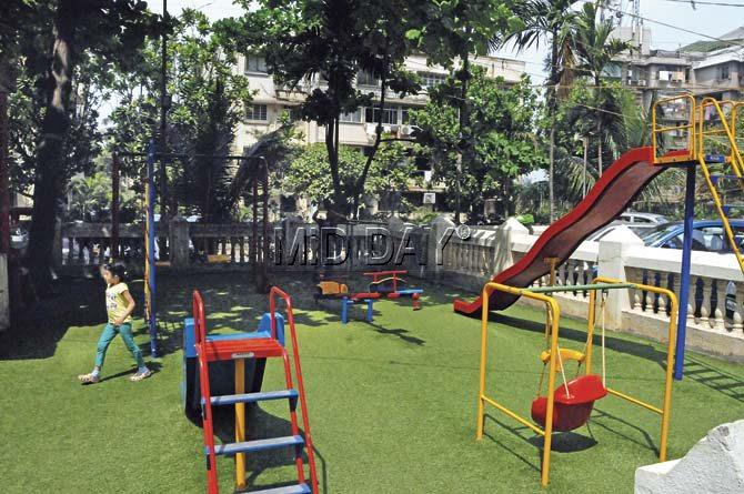 Children are wary of using the park. Monkeys have been sitting on swings and the slide