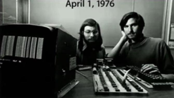Apple co-founders Steve Wozniak and Steve Jobs, (below) the Apple I