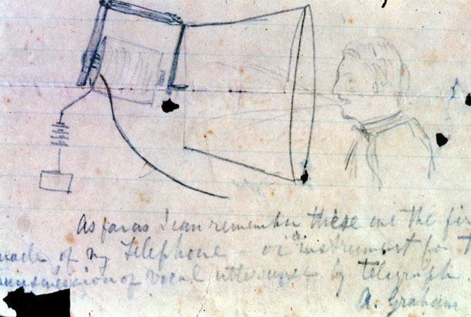 An early sketch of the mechanics of Alexander Graham Bell