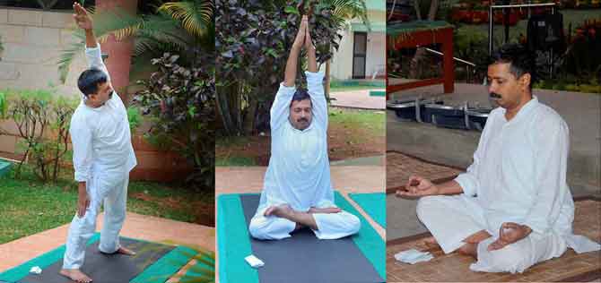 Kejriwal doing yoga