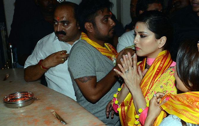 Sunny Leone prays for her upcoming film 
