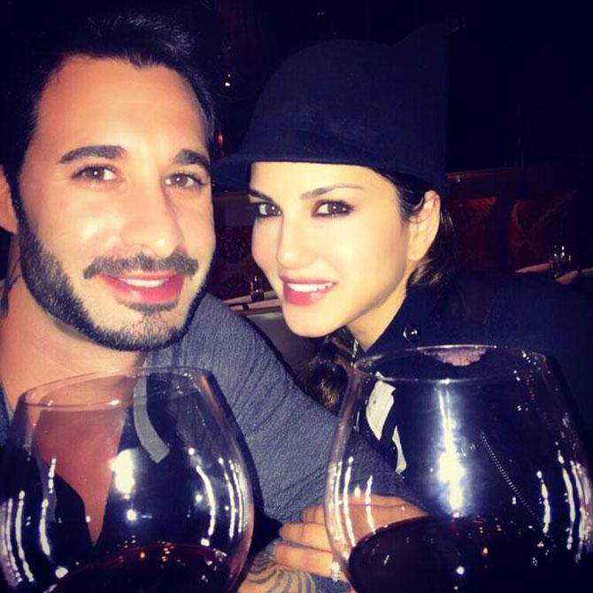 Sunny Leone and Daniel Weber at the surprise birthday dinner. Picture courtesy: Sunny