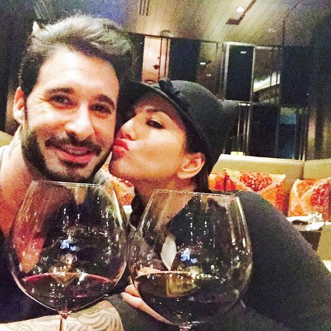 Daniel Weber shared this image of himself with his wife Sunny Leone enjoying wine over dinner. Picture courtesy: Daniel